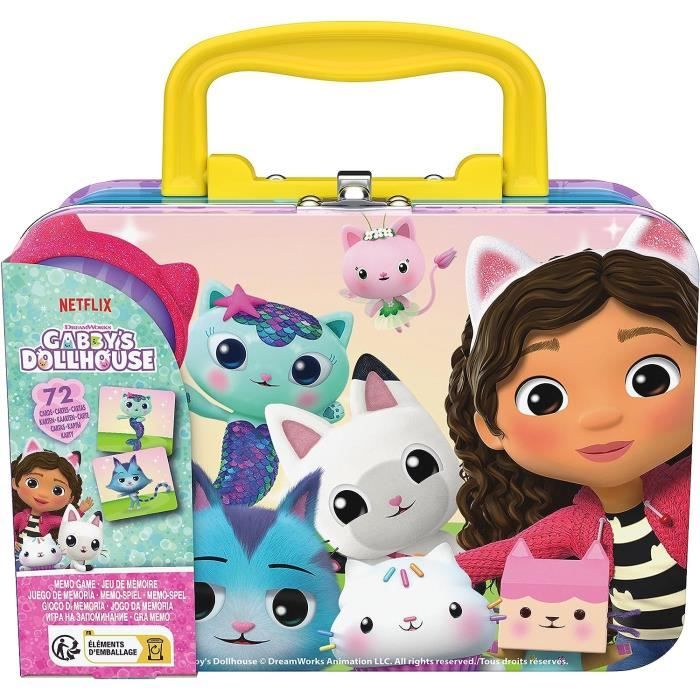 Mémo Valisette Métallique Gabby et la Maison Magique - Jeu de Mémoire - 36 Paires - SPIN MASTER - A partir de 3 ans