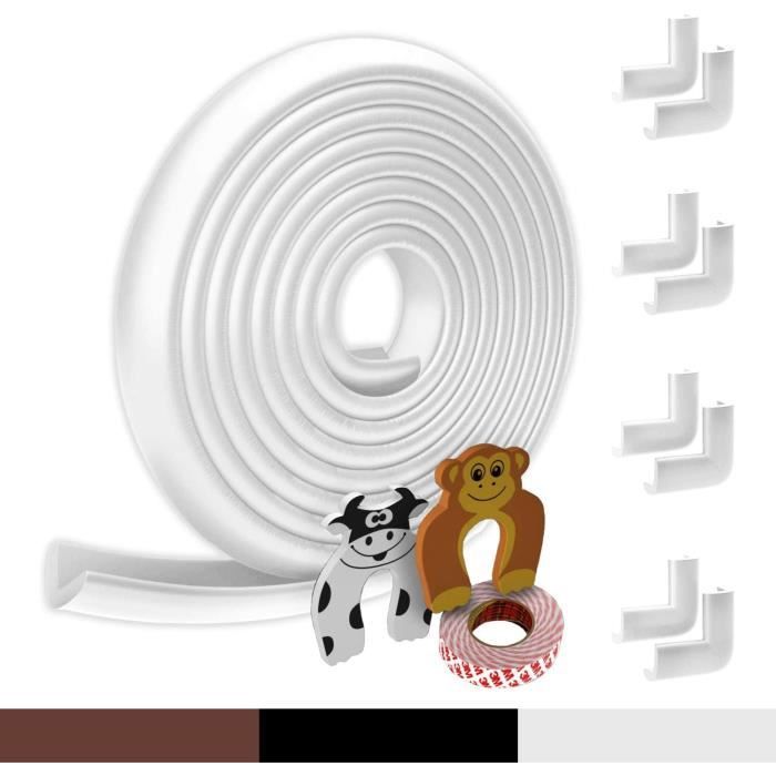 Protège-angles Bébé Hoffenbach - Lot De 12 En Mousse NBR, Adhésif 3M, Noir/blanc/marron