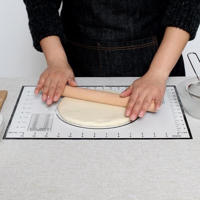 LIMNUO - Tapis De Cuisson En Silicone Extra épais - 50x40 Cm - Antidérapant, Antiadhésif - Avec Repères De Mesure - Pour Pâtisserie, Pizza, Fondant - Marron