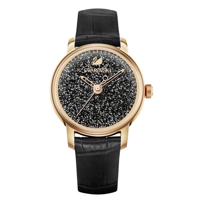 Montre femme Swarovski Crystalline Hours noire - Cdiscount Bijouterie