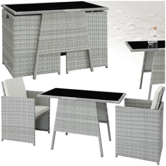 TECTAKE  Salon de jardin LAUSANNE 2 places - gris clair