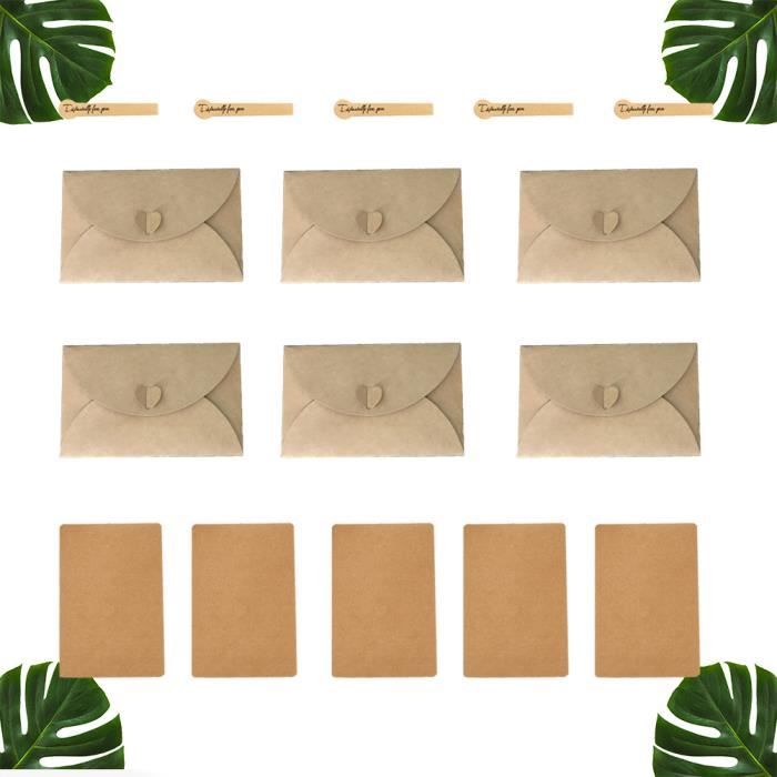 Set Papeterie Vintage - 16 Feuilles + 10 Enveloppes Kraft + Autocollants Cire - Style Rétro