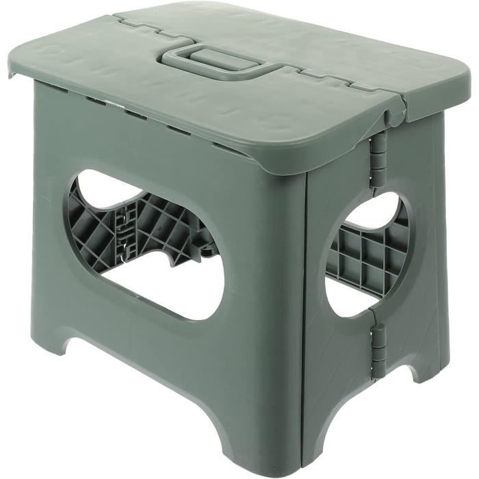 Tabouret Pliant Avec Repose-pieds - Escabeau Pratique Pour Salle De Bain, Maison, Bureau - Noir Antidérapant - Adulte & Enfant