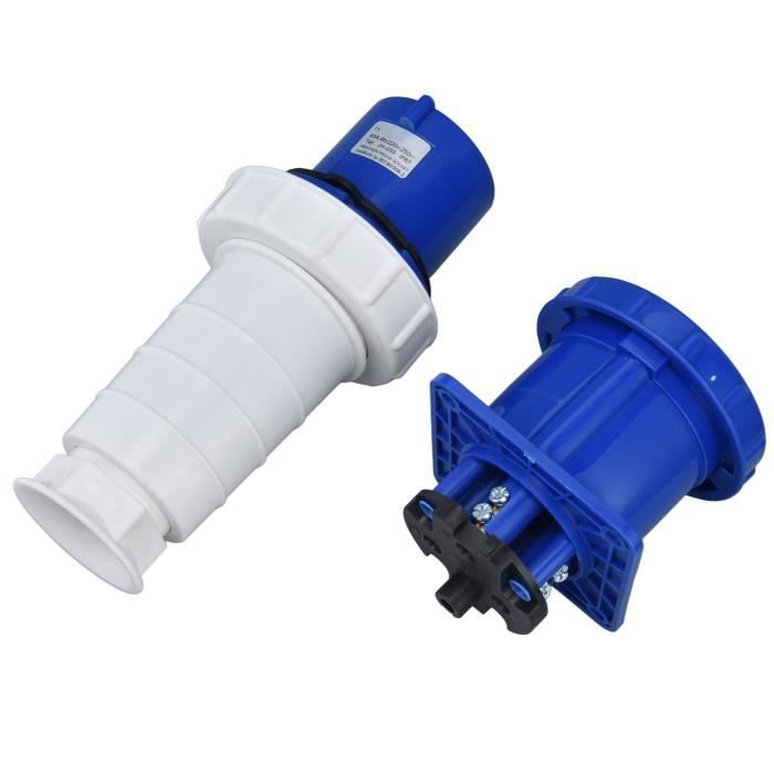Connecteur Industriel étanche IP67 4 Broches 63A 380-415V - Prise Triphasée 3P+E Pour Câble 6-16mm² - Projets électriques