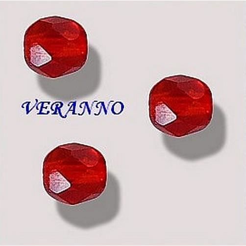 50 Perles Facettes De Bohême 6 Mm Couleur Siam - Marque Preciosa, Neuves, Fabrication France