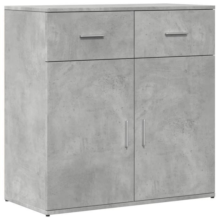 Buffet bas - V GEBY - D840523 - Gris béton - Bois dingénierie - 79x38x80 cm