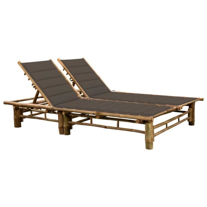 vidaXL Chaise Longue Double Bambou - vue 2