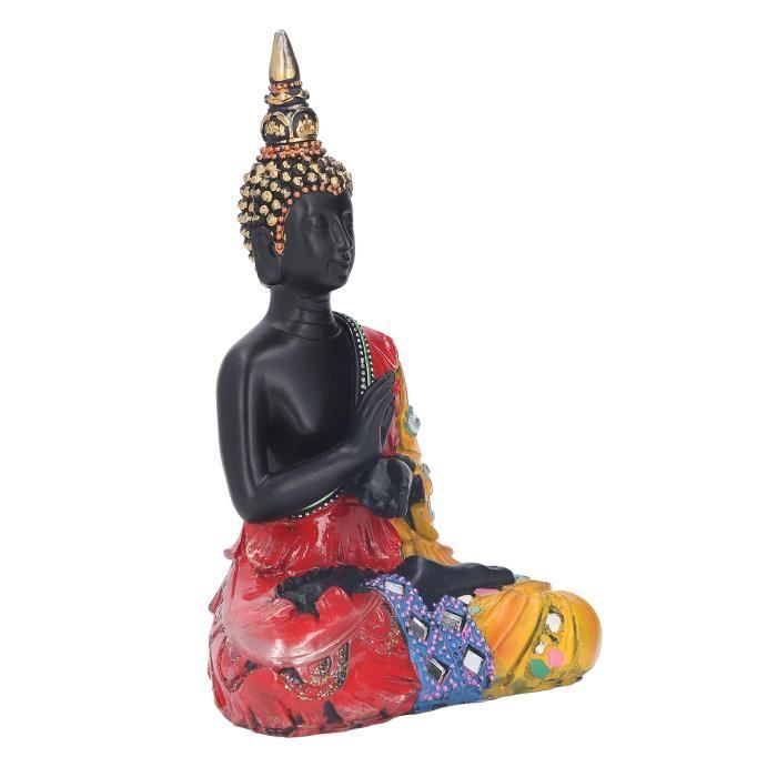Yiosax Statue De Bouddha Solaire - Sculpture Zen Extérieure Avec Lampe Lotus LED Vacillante - Étanche - Décoration De Jardin Cadeau - 30 Cm
