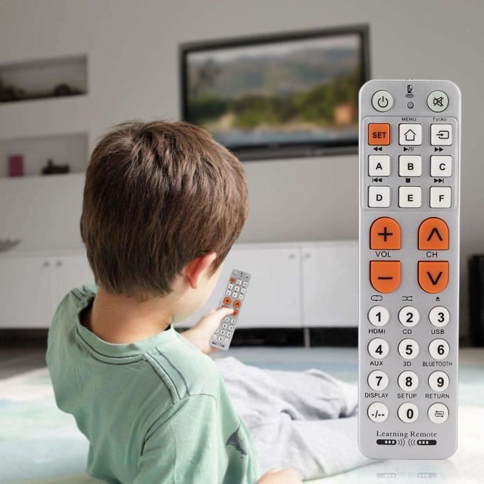 Télécommande TV Gros Boutons Pour Seniors – Fonction Apprentissage Et Recherche Auto