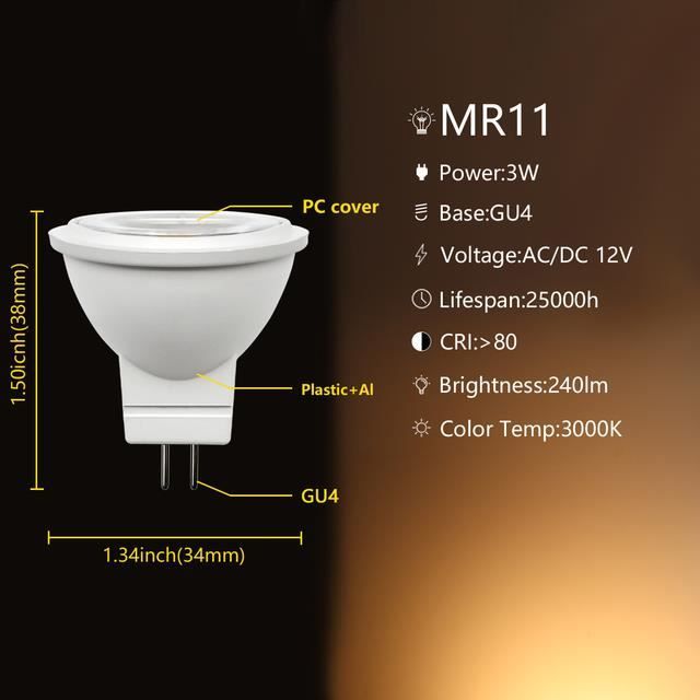 AMPOULE HALOGENE,3000K-3w--Ampoule Led Économiseur D'énergie Mr11 Gu4