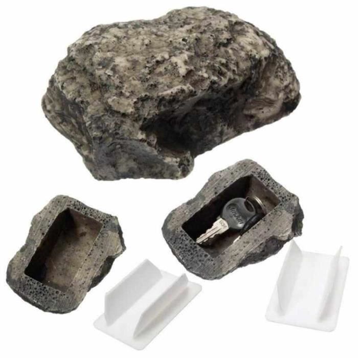Cache-clés Extérieur Imitation Pierre - Boîte Rangement Discrète Pour Jardin, Résistant Aux Intempéries - 8
