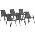 IDMARKET Lot de 6 chaises de jardin LYMA métal et textilène empilables gris anthracite-1