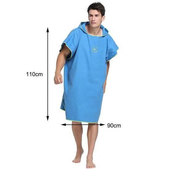 Poncho Serviette Microfibre Surf 2-en-1 à Capuche - Serviette De Plage Changeante Adulte 75x110cm