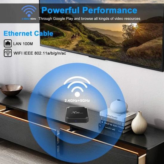 Box Android TV 4K - IPTV, WiFi 2.4G/5G, 2 Go RAM, 16 Go ROM, Avec Télécommande - 11