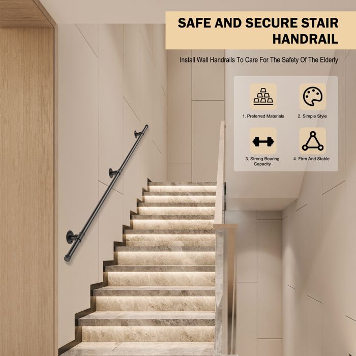 DAEING Rape D'escalier En étal Galvanisé Noir De 3 Pour Arches