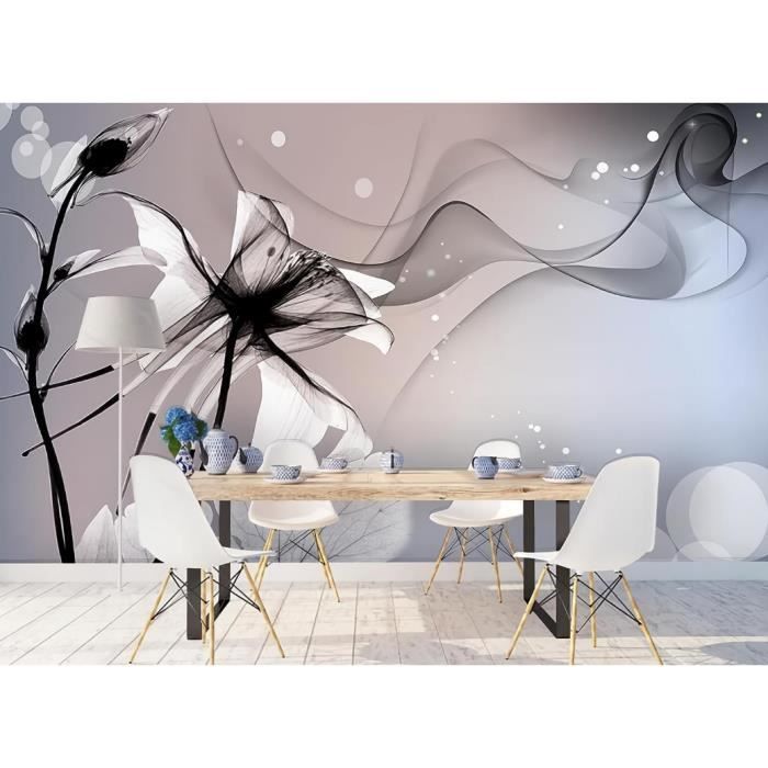 Papier Peint Panoramique 3D L'Art Noir Et Blanc Moderne Fleurit Beau ...