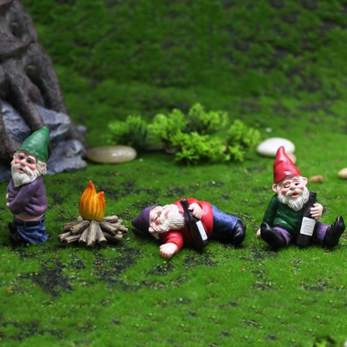 Ornement miniature de nains de jardin extérieur, statue d'elfe en résine,  accessoires de jardin féeriques