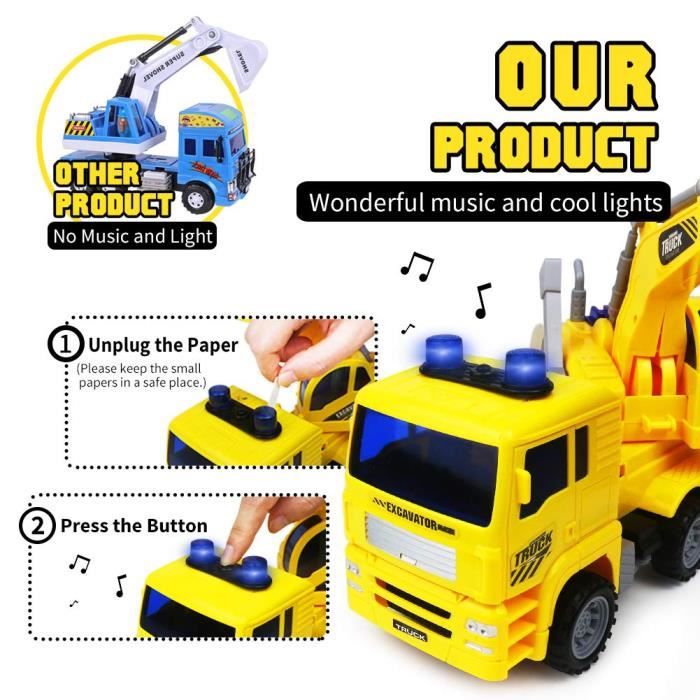 Set De 3 Engins De Chantier Relaxdays – Camion Benne, Pelleteuse Et Chargeur Frontal – Jouet De Sable Pour Bac à Sable Et Plage, Dès 3 Ans (jaune)
