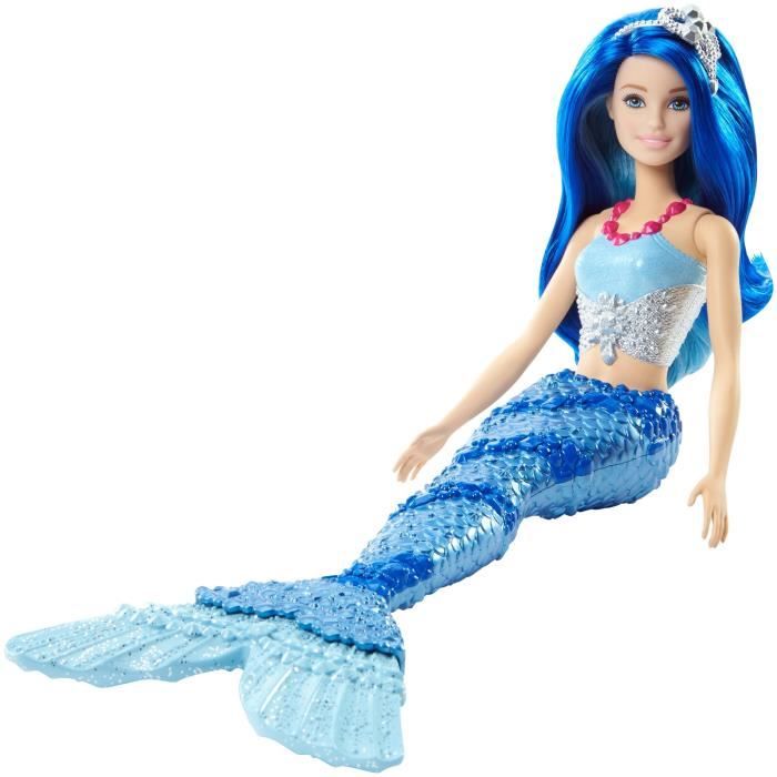 Poupee sirene Barbie Dreamtopia Paillettes cheveux et tenue bleus Cdiscount Jeux Jouets