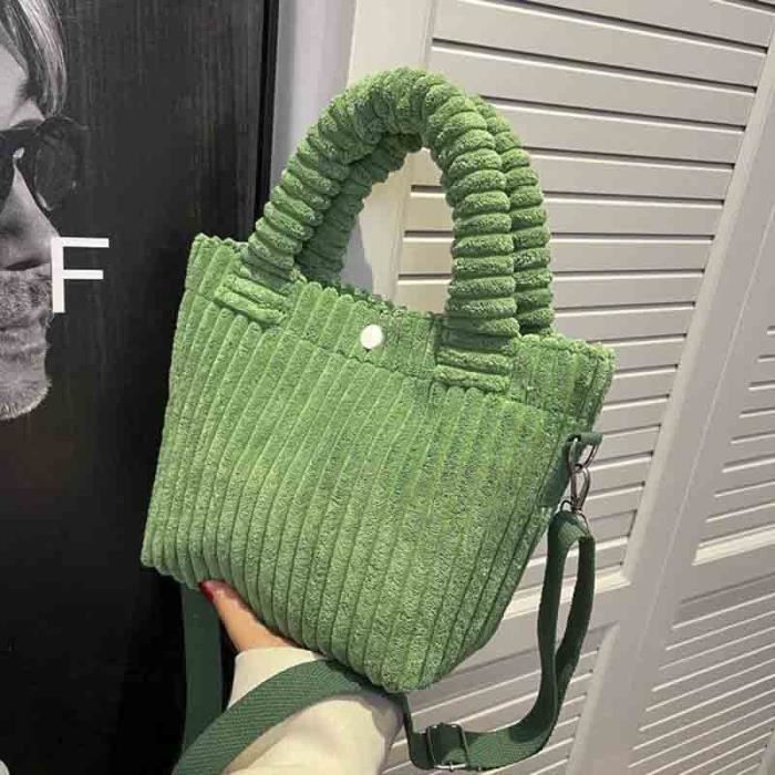 Sac à Main Femme HEEVER En Velours Côtelé - Bandoulière Décontractée, 30x34cm, Capacité Généreuse