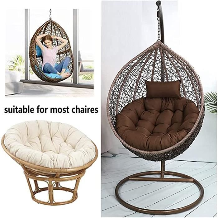 Coussin Fauteuil Papasan 114cm Gris - Imperméable UE - Liens De Fixation