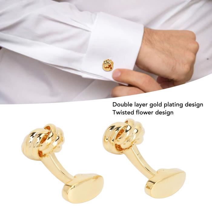 Dilwe boutons de manchette chemise Boutons de manchette noeud Style torsade Double couche placage or conception une piece en Achat Vente bouton de manchette Dilwe boutons de manchette