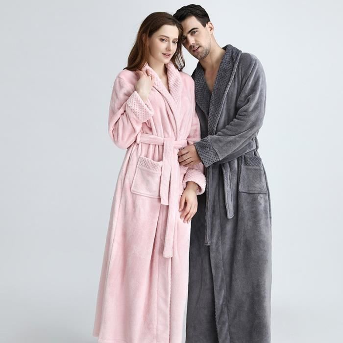 Pyjama Peignoir en molleton de corail Extra Long pour femmes et hommes grande taille chaud Ensem pantalon pour Rouge Blanc Cdiscount Pret a Porter