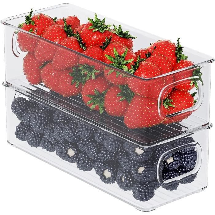 Lot De 6 Organiseurs De Réfrigérateur Empilables - Tiroir Cuisine Transparent