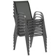 IDMARKET Lot de 6 chaises de jardin LYMA métal et textilène empilables gris anthracite-2