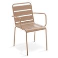 Ensemble table de jardin et 6 fauteuils - Palavas - Taupe - OVIALA - Design contemporain et robustesse-2