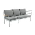 Salon de jardin en aluminium et polywood : 1 canapé d'angle, 2 bancs et 1 table - Naturel clair et gris - ZOLAYA de MYLIA-2