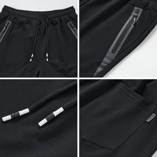 Short De Jogging Court Homme En Maille Flexible - Avec Poche Zippée Et Cordon De Serrage, Respirant, Confortable