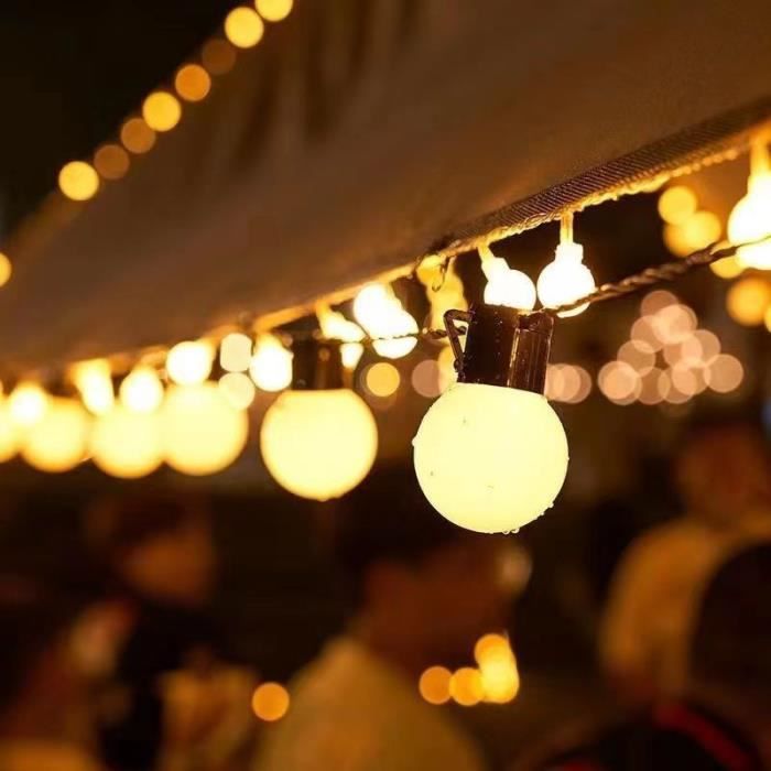 Guirlande solaire LED 10m, 40 lumières, camping tente lampe solaire  d'extérieur pour les fêtes de noël et les fêtes féeriques - Cdiscount Maison