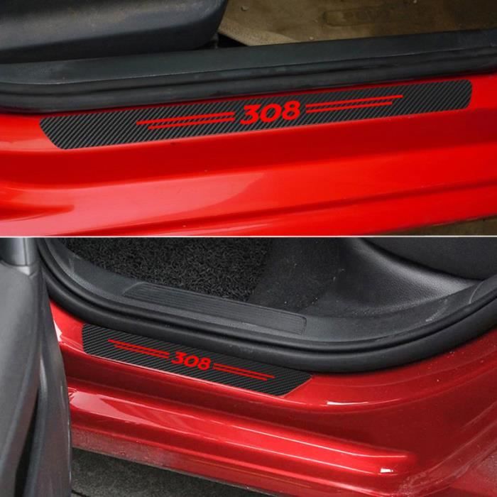 4pcs Autocollant sticker protection étanche fiber carbone seuil de porte  voiture AUDI logo - Cdiscount Auto