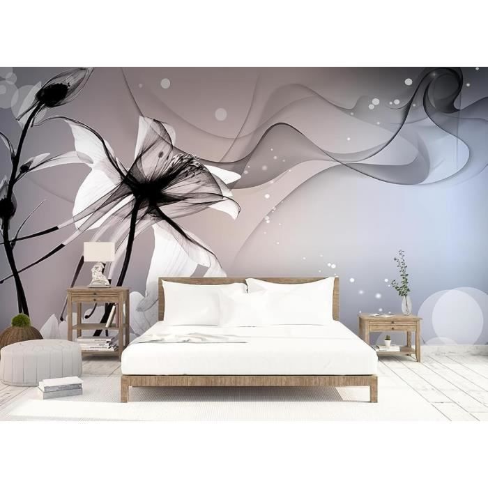 Papier Peint Panoramique 3D L'Art Noir Et Blanc Moderne Fleurit Beau ...