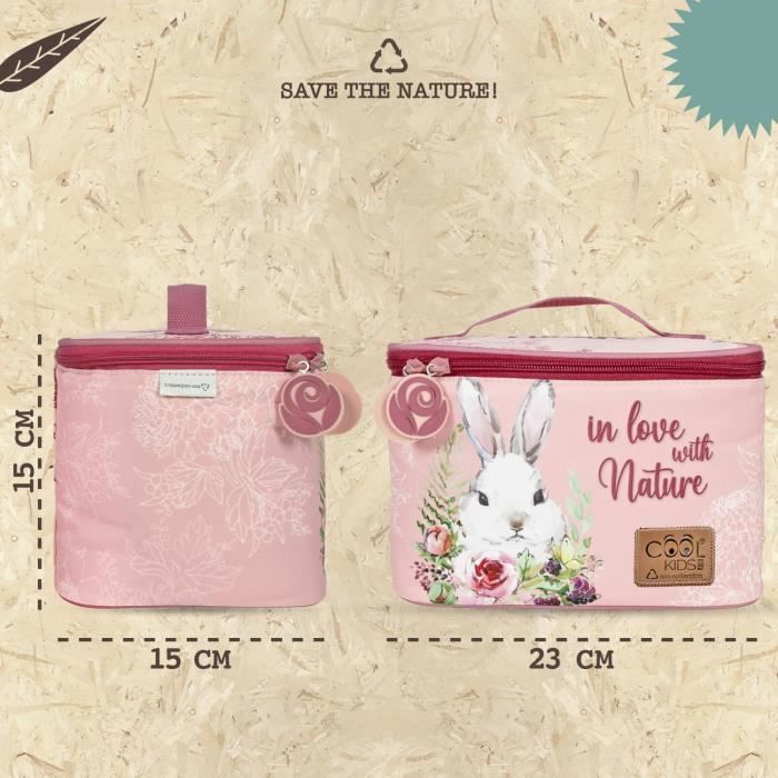 Sac Isotherme Repas Ecologique Rose Imprim Lapin Pour Enfant