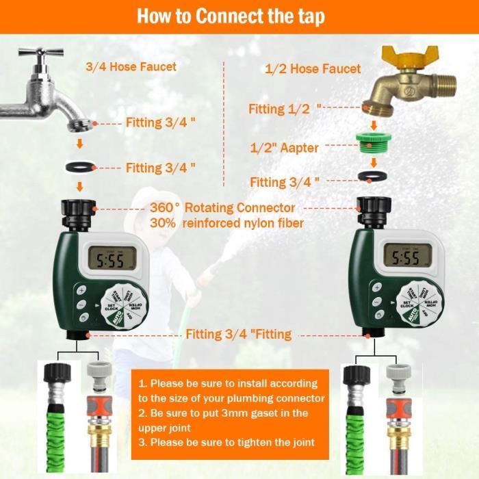 Programmateur D'arrosage Numérique Avec Retard De Pluie - Écran LCD - Pour Jardin Et Pelouse