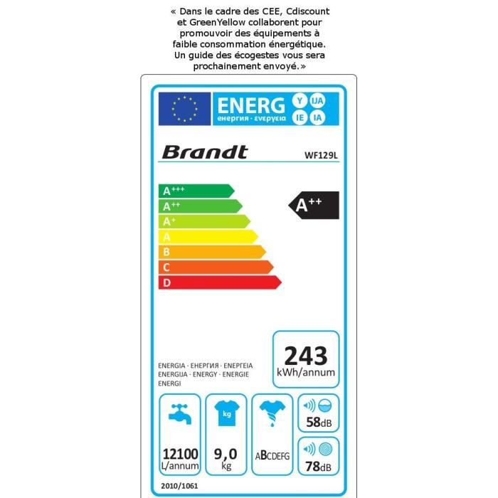  Machine à laver -WF129L - 9kg - 1200 tr/min2