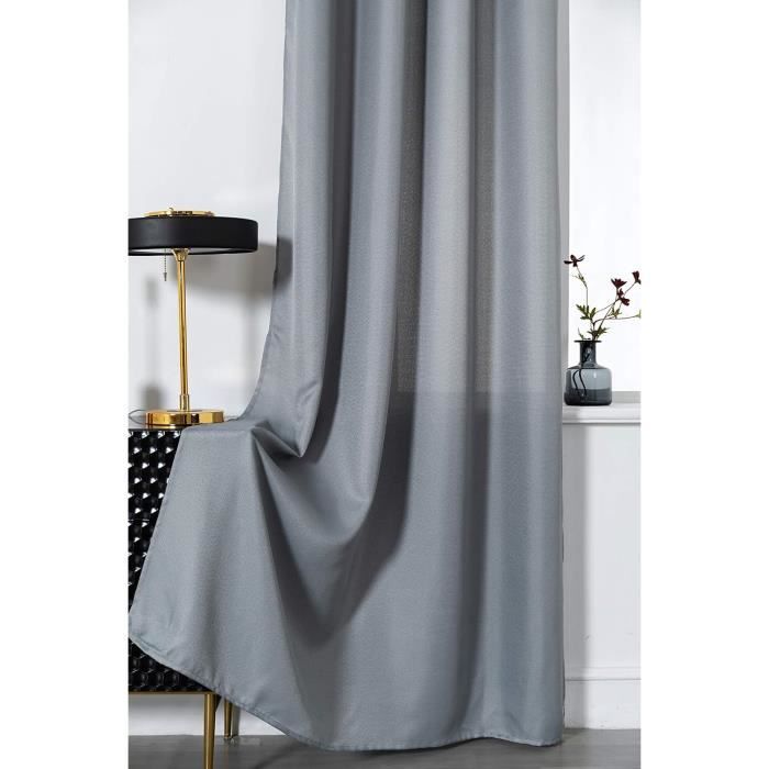 GIRASOLE Paire de rideaux semi-opaques, couleur unie, pour salon, chambre, balcon, fenêtre et intérieur, 2 panneaux avec passants (gris, 70 x 150 cm GIRASOLE Paire de rideaux semi-opaques, couleur unie, pour salon, chambre, balcon, fenêtre et intérieur, 2 panneaux avec passants (gris, 70 x 150 cm