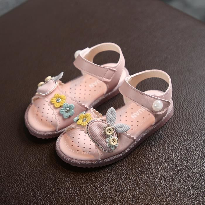 Tout-petit bébé enfants bébé filles lapin mignon doux princesse chaussures  sandales de plage Rose