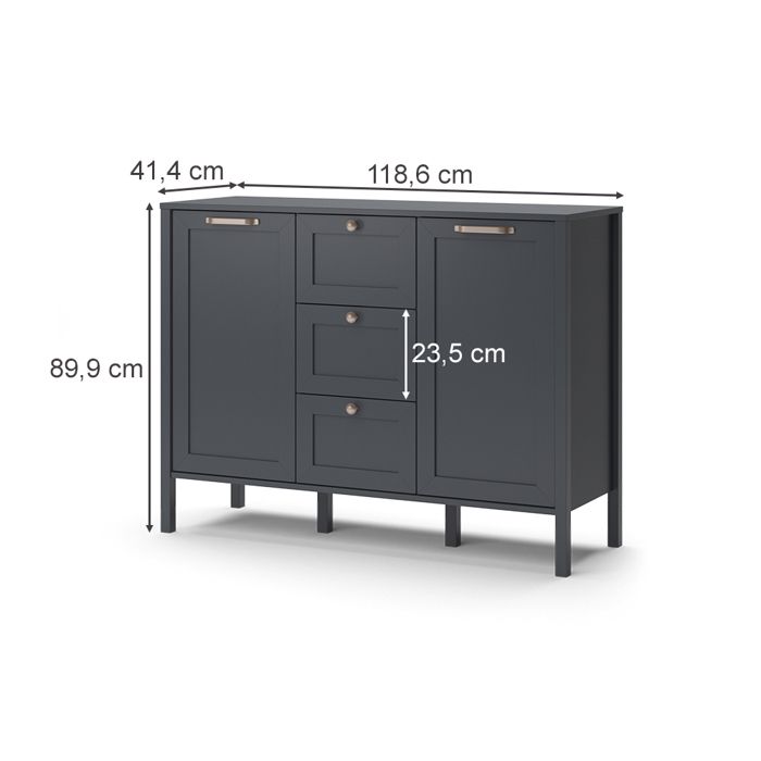 Vicco commode avec tiroirs Ewan, Anthracite, 118.6 x 89.9 cm ...