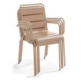 Ensemble table de jardin et 6 fauteuils - Palavas - Taupe - OVIALA - Design contemporain et robustesse-3