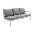 Salon de jardin en aluminium et polywood : 1 canapé d'angle, 2 bancs et 1 table - Naturel clair et gris - ZOLAYA de MYLIA-3