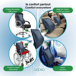 Coussin Lombaire Ergonomique Pour Chaise De Bureau - Soutien Dorsal Réglable, Mémoire De Forme - Pour Travail, Voiture, Canapé