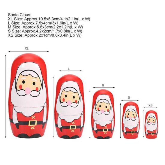 5 Poupées Gigognes Bonhomme De Neige Noël - En Bois Peint à La Main - Décoration De Fête Et Jouet éducatif