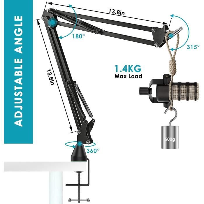 Support Micro Avec Filtre Anti-pop Pour Rode PodMic - Bras Réglable, Pince De Table