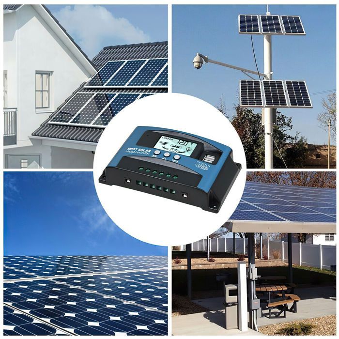 Contrôleur De Charge Solaire MPPT 70A-100A - 12V/24V, Écran LCD, 2 Ports USB - Pour Panneaux Solaires