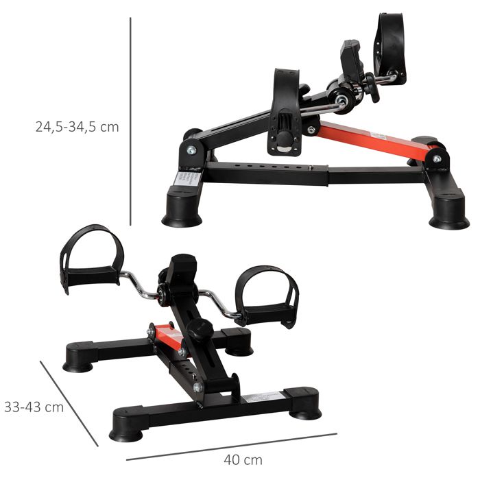 Pédalier D’appartement HOMCOM – Résistance Réglable, écran LCD, Hauteur/largeur Ajustables, Pour Bras Et Jambes, Jusqu’à 120 Kg