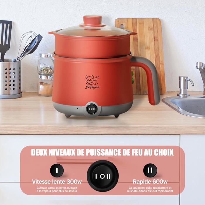 Mini cuiseur à riz électrique - AQUADELLA - 1,8 L - Gris Rouge ...