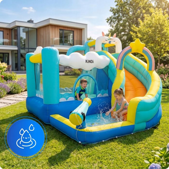GIANTEX Château Gonflable sans Souffleur,Toboggan,Piscine,Mur d GIANTEX Château Gonflable sans Souffleur,Toboggan,Piscine,Mur d